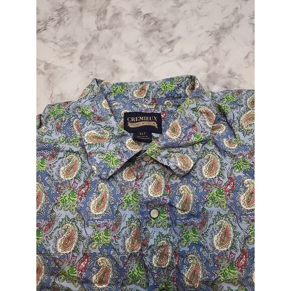 Cremieux Men’s Pearl Snap Shirt XL Multicolor Paisley Premium Denim Long Sleeve - Picture 7 of 8